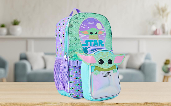 Star Wars Backpack and Lunch Tote Bag on a Table