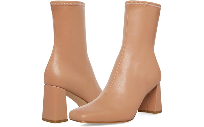 Steve Madded Harli Leather Heel Boots in Beige