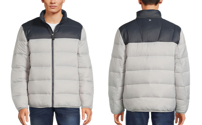 Swiss Tech Mens Puffer Jacket in Grey Color