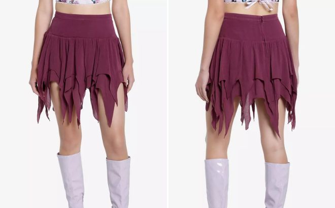 Thorn Fable Dark Purple Hanky Hem Mini Skirt