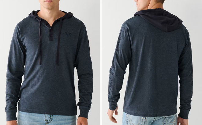 True Religion Hooded Henley Shirt