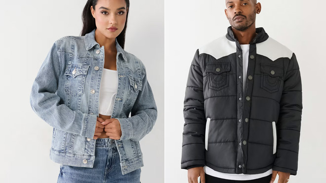 True Religion Relaxed Denim Jacket and True Religion Western Puffer Jacket