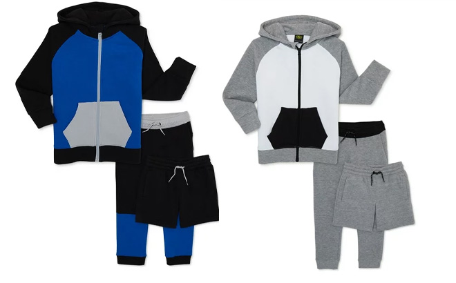 Two Athletic Works Boys Jacket Short and Pant 3 Piece Set