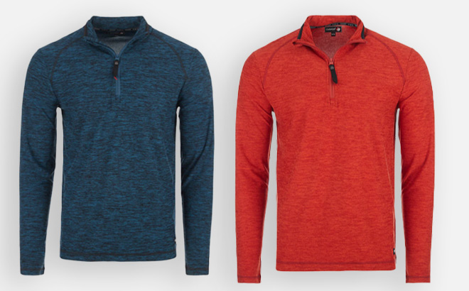 Two Canada Weather Gear Mens Fleece Tops in Blue and Red