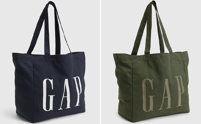 Two GAP Canvas Gap Logo Tote Bags