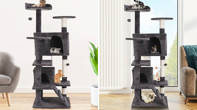 Two Images of Zenstyle Cat Tree Condo Scratching Post