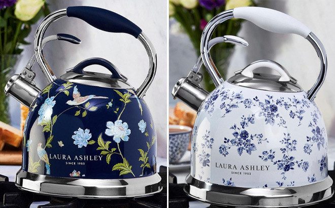 Two Laura Ashley Stovetop Kettles