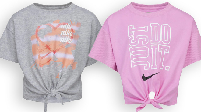 Two Nike Girls T Shirt in Grey and Pink 1