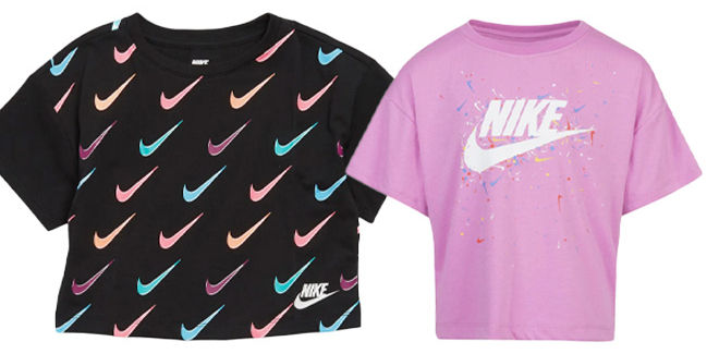 Two Nike Girls T Shirts in Black and Pink