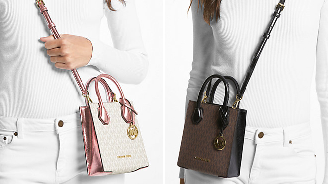 Two People Wearing Michael Kors Mercer Crossbody Bags