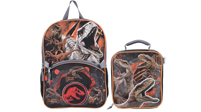 Universal Jurassic World Laptop Backpack Lunch Tote Bag on White Background
