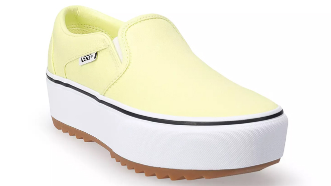 Vans Asher Platform ST Womens Slip On Shoes in Light Green