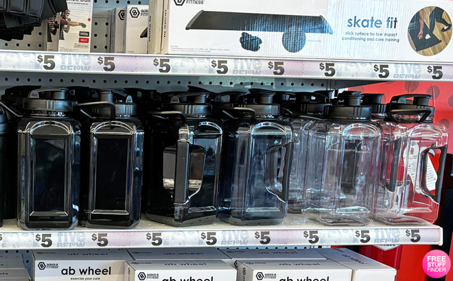 Water Bottles on a Shelf