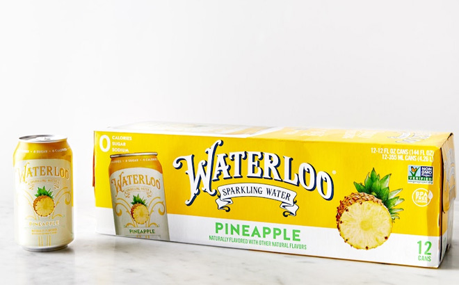 Waterloo Sparkling Water Box with12 Cans in Pineapple Flavor