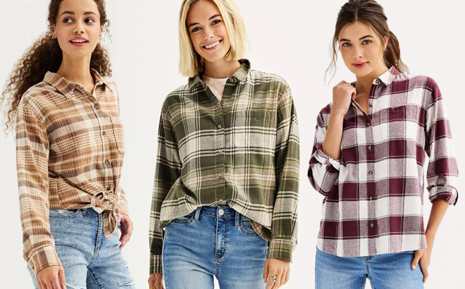 Women Wearing So Juniors Flannel Shirts