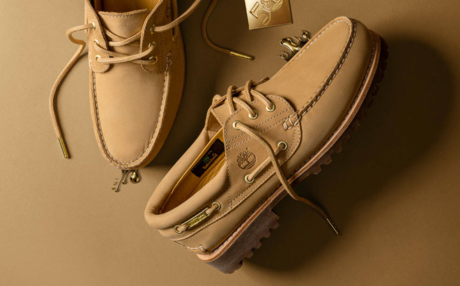 Womens Timberland 50th Edition Heritage Noreen 3 Eye Lug Handsewn Boat Shoe Golden Butter