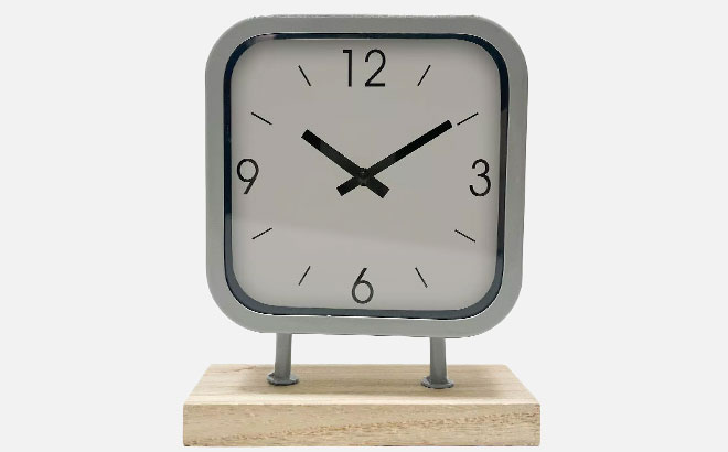 Wood Metal Clock Table Decor at Kohls 1