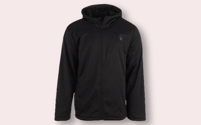 an Image of Spyder Mens Force Full Zip Jacket in Black Color