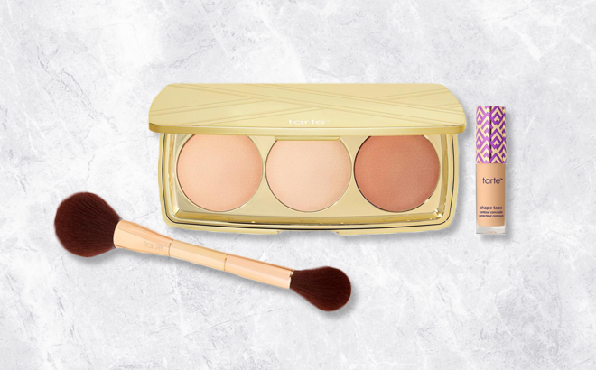 an Image of Tarte 3 piece Shape Tape Glow Powder Complexion Set