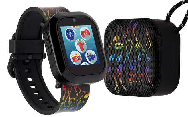iTech Junior Silicone Strap Musical Notes Smartwatch and LED Bluetooth Speaker