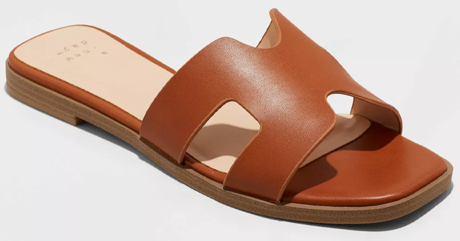 A New Day Womens Nina Slide Sandals in Cognac