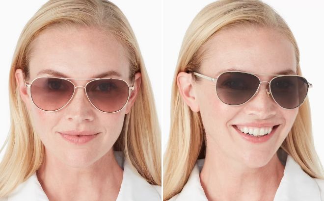 A Person is Wearing Kate Spade Outlet Varese Sunglasses