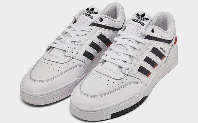 Adidas Mens Originals Drop Step Low Casual Shoes in the Color White and Black