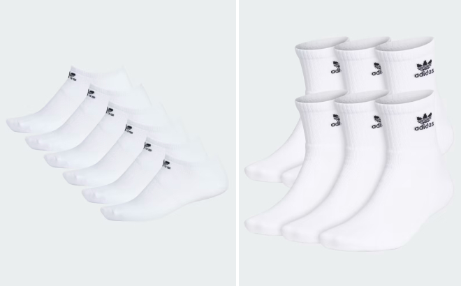 Adidas Trefoil No Show and Quarter Socks 6 Pack