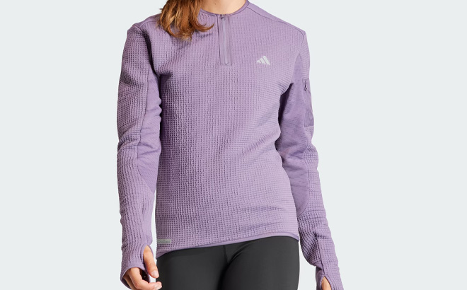 Adidas Womens Half Zip Running Shirt in Purple