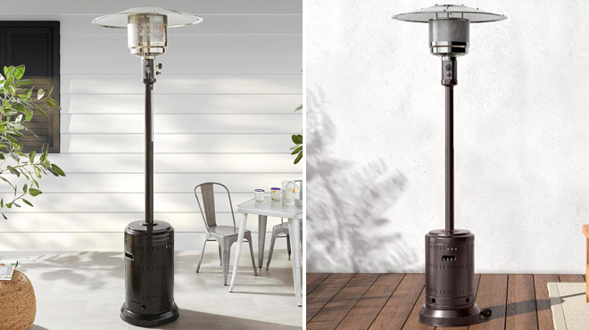 Amazon Basics Outdoor Propane Patio Heater with Wheels in Bronze