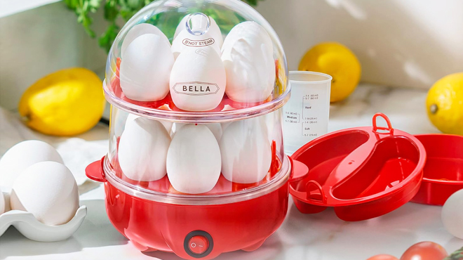 Bella Rapid Electric 14 Egg Cooker and Poacher in Red