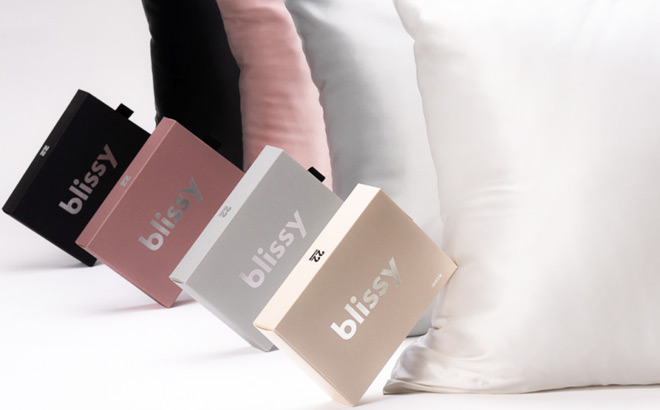 Blissy Pillowcases with Their Boxes in Different Colors