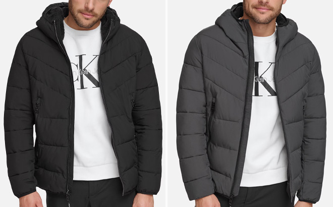 Calvin Klein Mens Modern Fit Hooded Stretch Jacket