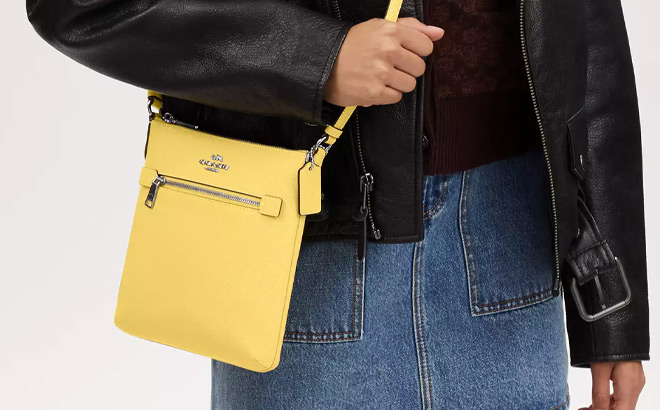 Coach Outlet Mini Rowan File Bag in Retro Yellow Color