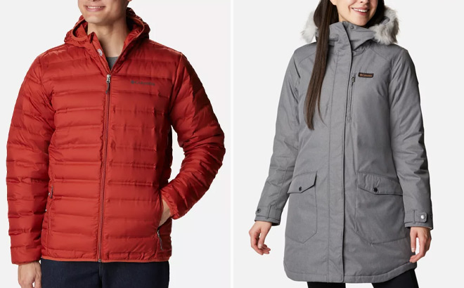 Columbia Mens Lake 22 Down Hooded Jacket and Columbia Womens Suttle Mountain Jacket