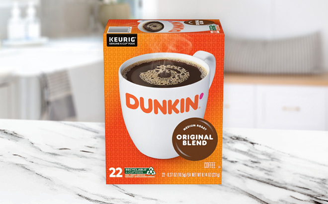 Dunkin Original Blend Medium Roast Coffee on the Table