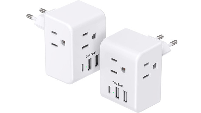 European Travel Plug Adapter with 3 Outlets