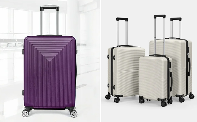 Hikolayae Hardside Spinner Luggage Sets in White 3 Piece