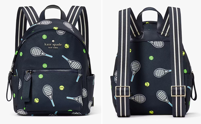 Kate Spade Chelsea Racquet And Ball Printed Mini Backpack Black