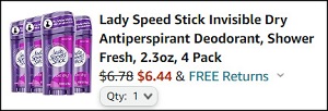 Lady Speed Stick Dry Deodorant Checkout