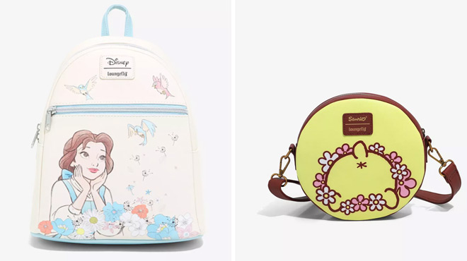 Loungefly Disney Beauty And The Beast Mini Backpack and Loungefly Pompompurin Flowers Crossbody Bag