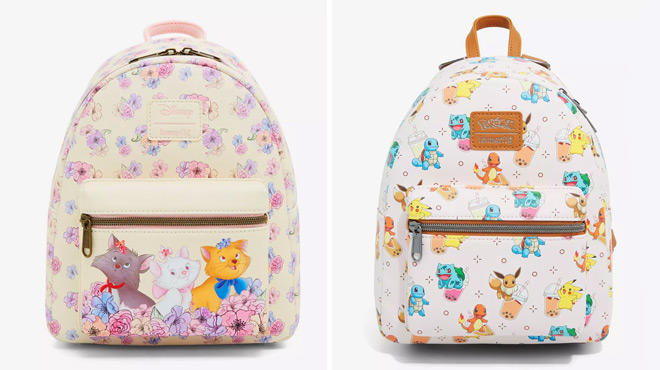 Loungefly Disney The Aristocats Mini Backpack and Loungefly Pokemon Boba Mini Backpack