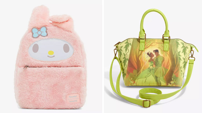 Loungefly My Melody Plush Mini Backpack and Loungefly Disney The Princess And The Frog Satchel