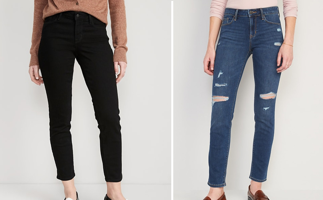 Old Navy Mid Rise Power Slim Straight Jeans in Two Colors