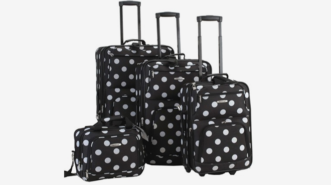 Rockland Polka 4 Piece Softside Upright Luggage Set