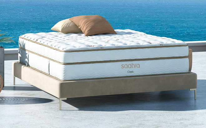 Saatva Mattress on a Deck Overviewing the Ocean