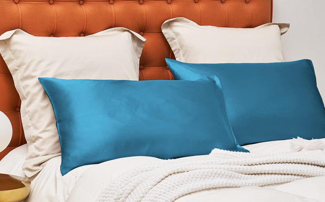 Satin Pillows on a Bed