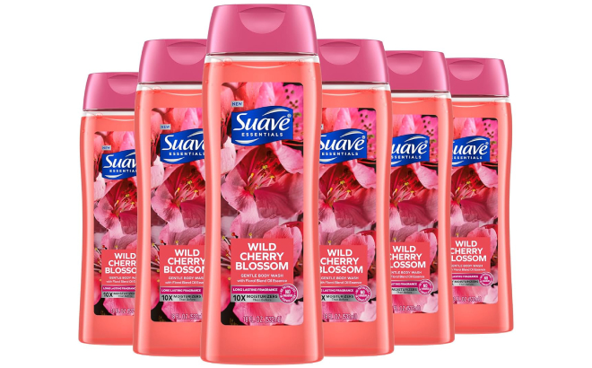 Suave Moisturizing Body Wash 6 Pack in Wild Cherry Blossom Scent