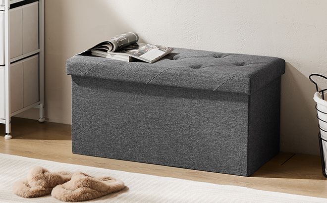 Sweetcrispy Folding Storage Ottoman Bench