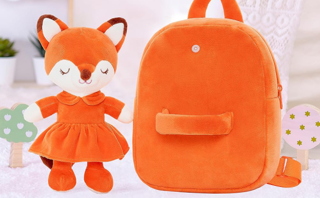 Toddler Backpack with Fox Plush